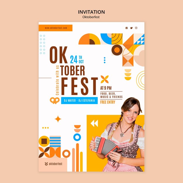 Modello di invito per la celebrazione del festival della birra oktoberfest