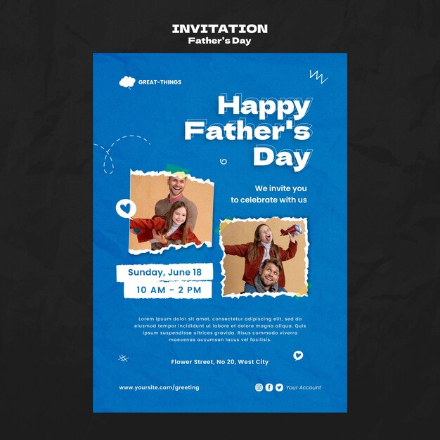 Modello di invito per la festa del papà disegnato a mano