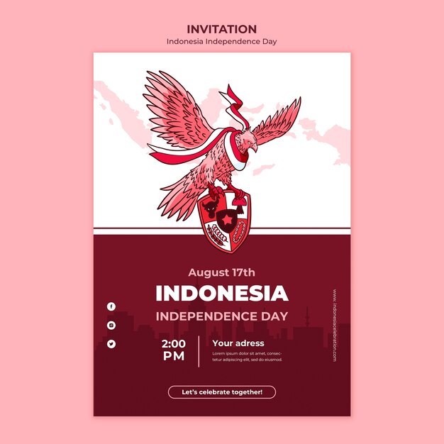 Modello di invito per la festa dell'indipendenza dell'Indonesia