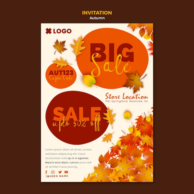 Modello di invito per la stagione autunnale