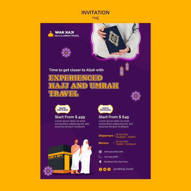 Modello di invito per la stagione dell'Hajj