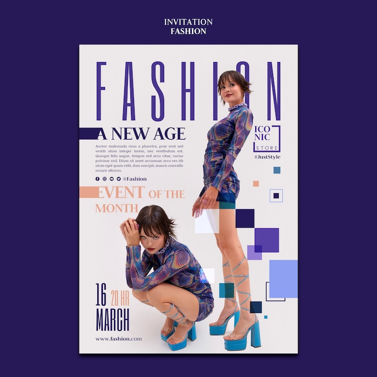 PSD gratuito modello di invito per negozio di moda