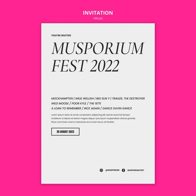 Modello di invito per spettacoli musicali