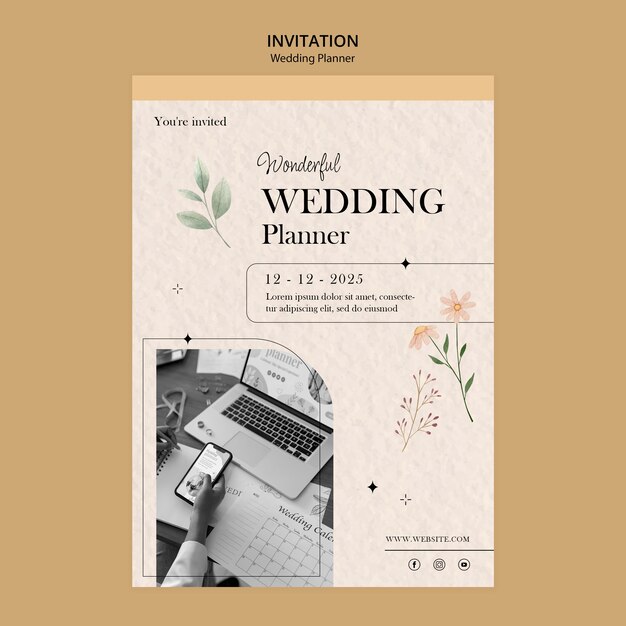 Modello di invito per wedding planner