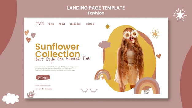 Modello di landing page di moda design piatto