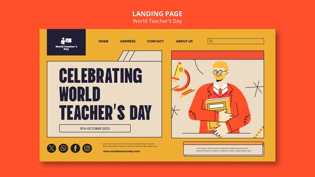 Modello di landing page per la giornata mondiale degli insegnanti