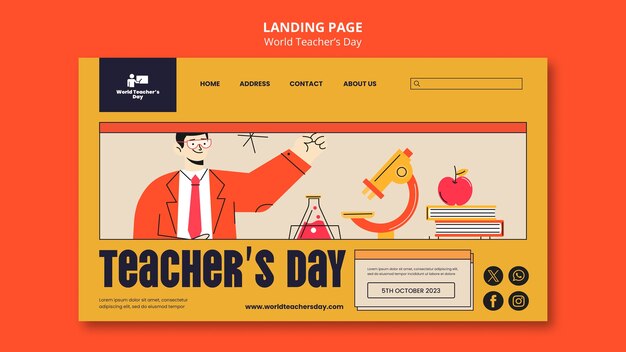 Modello di landing page per la giornata mondiale degli insegnanti