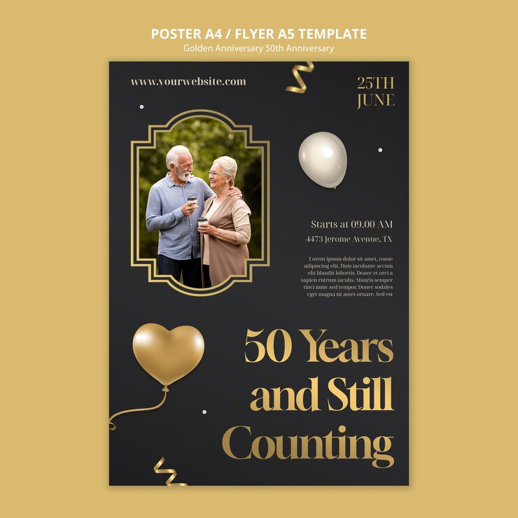 PSD gratuito modello di manifesto del 50° anniversario d'oro