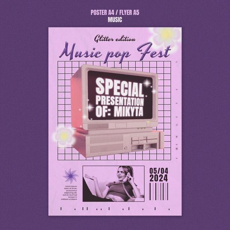 PSD gratuito modello di manifesto del festival musicale retrò