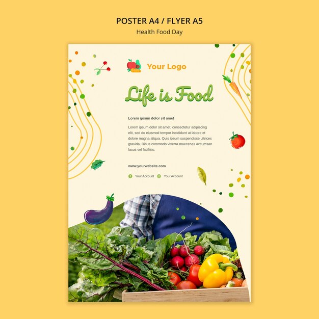 Modello di manifesto del giorno dell'alimento salutare manifesto del giorno dell'alimento salutare