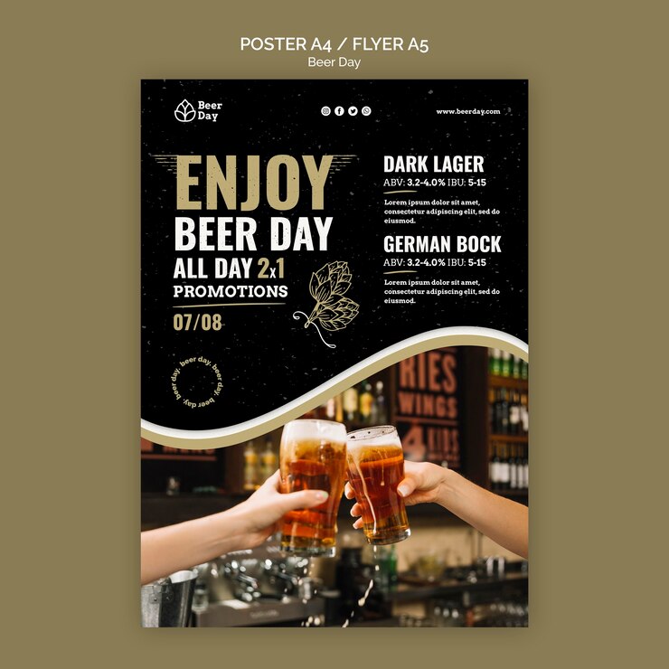 PSD gratuito modello di manifesto del giorno della birra