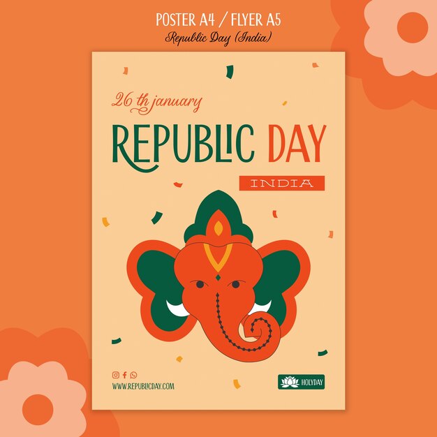 Modello di manifesto del giorno della repubblica disegnato a mano