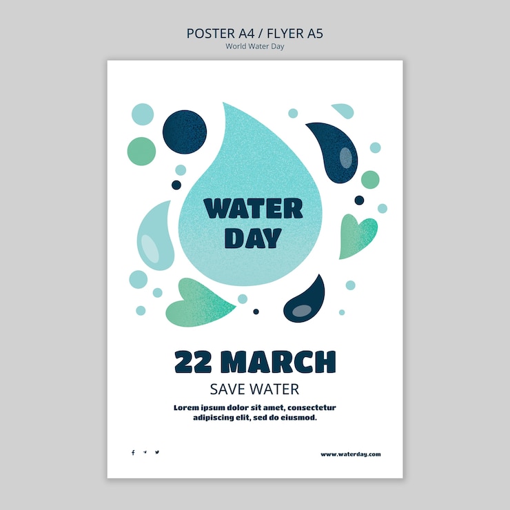 PSD gratuito modello di manifesto della giornata mondiale dell'acqua