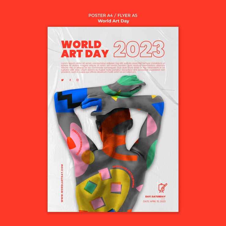 PSD gratuito modello di manifesto della giornata mondiale dell'arte