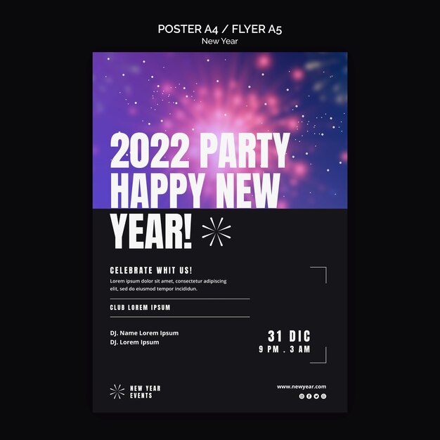 Modello di manifesto festa di capodanno festivo