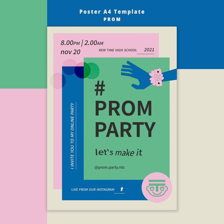 PSD gratuito modello di manifesto per la festa del ballo di fine anno