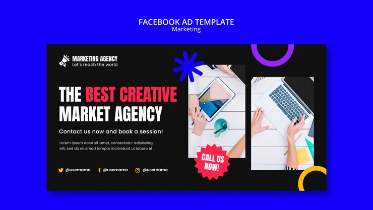 PSD gratuito modello di marketing dal design piatto
