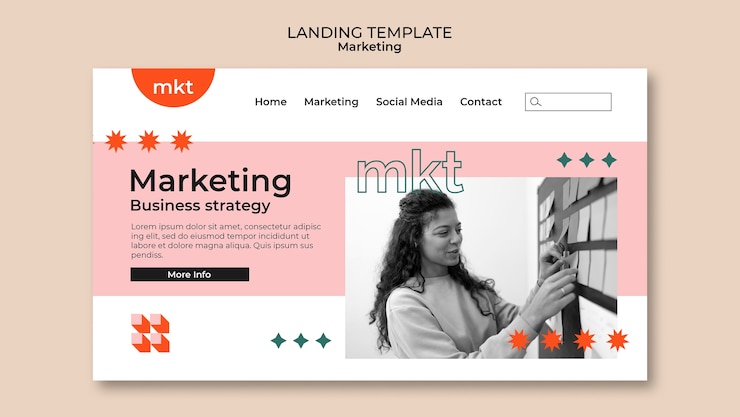 PSD gratuito modello di marketing dal design piatto