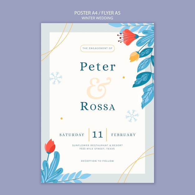 Modello di matrimonio design piatto