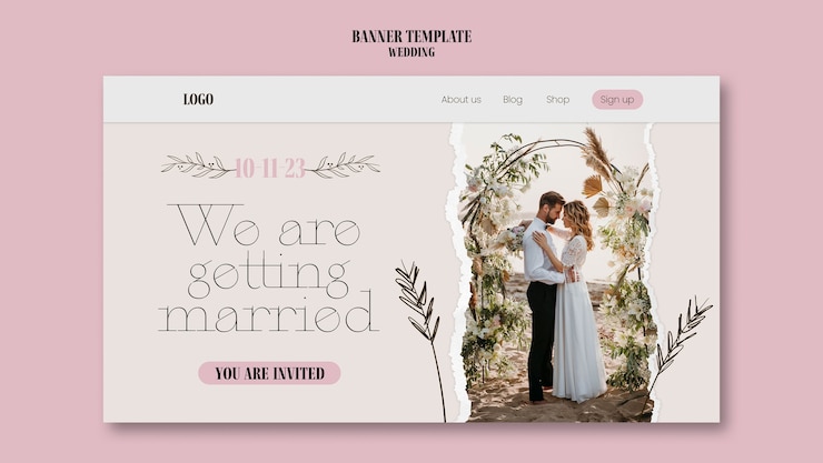 PSD gratuito modello di matrimonio design piatto