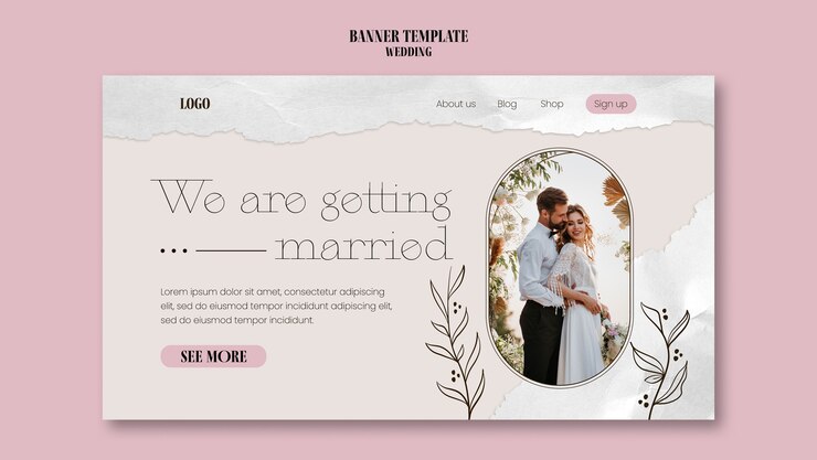 PSD gratuito modello di matrimonio design piatto