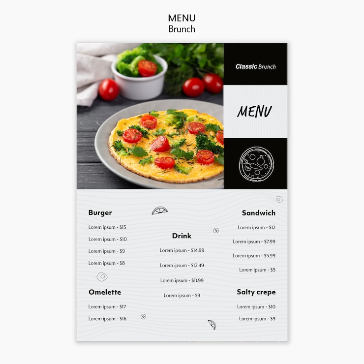 PSD gratuito modello di menu concetto di brunch