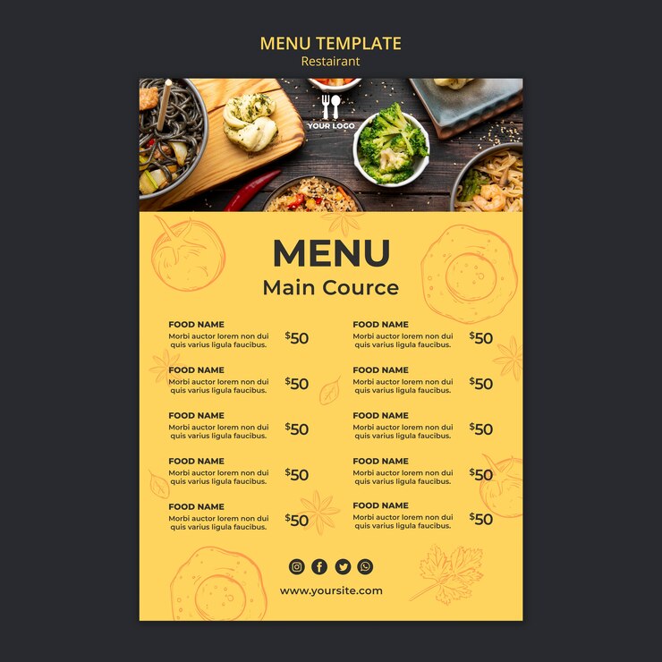 PSD gratuito modello di menu concetto di brunch