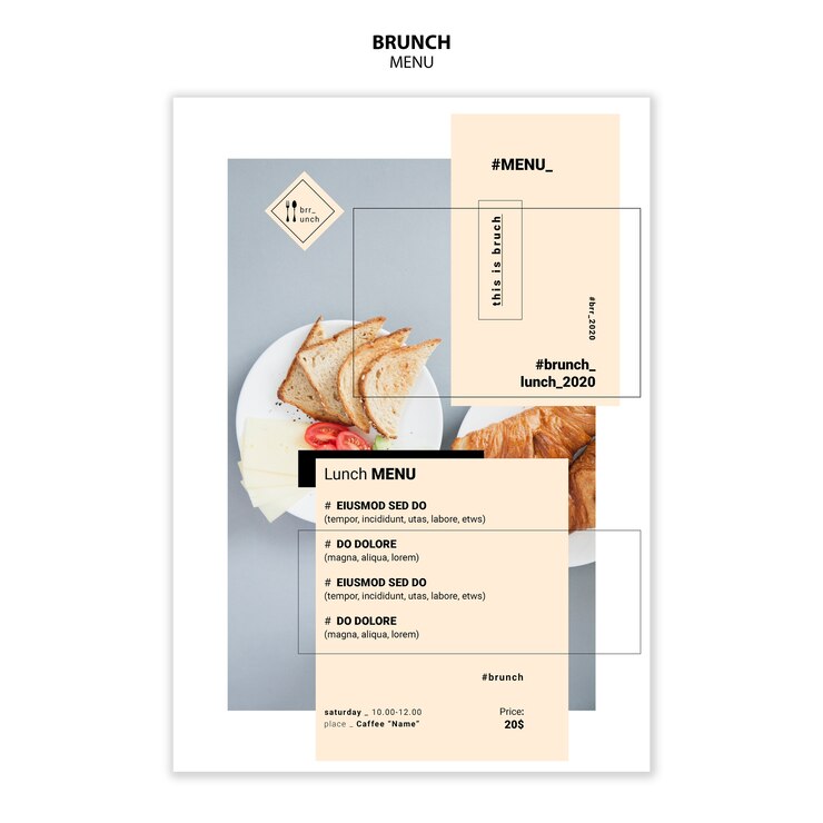 PSD gratuito modello di menu del ristorante brunch
