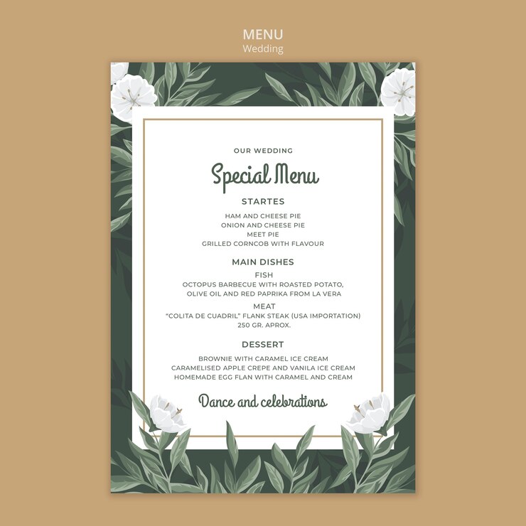PSD gratuito modello di menu floreale per il matrimonio