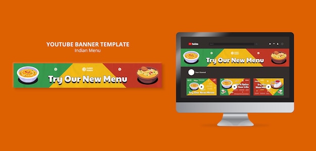 Modello di menu indiano design piatto