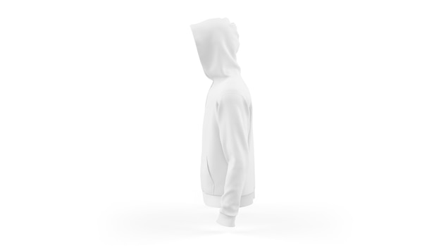 Modello di mockup con cappuccio bianco isolato, vista laterale