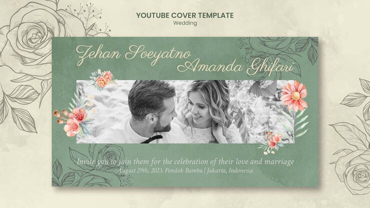 PSD gratuito modello di modello di matrimonio design piatto