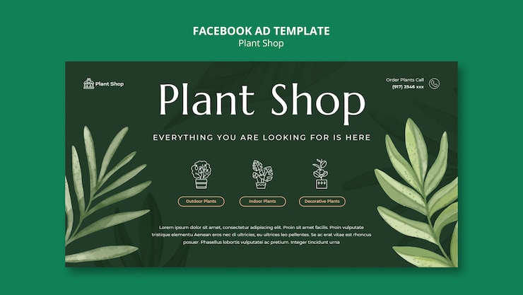 PSD gratuito modello di negozio di piante design piatto