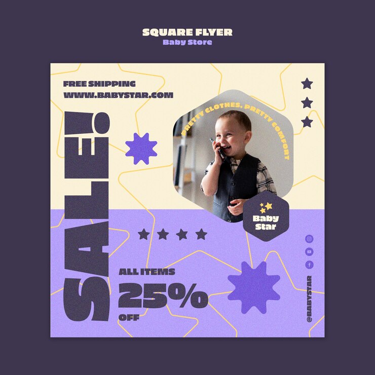 PSD gratuito modello di negozio per bambini design piatto