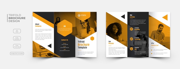 PSD gratuito modello di opuscolo triplice per le imprese creative