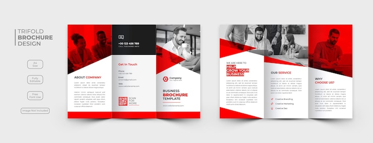 PSD gratuito modello di opuscolo triplice per le imprese creative