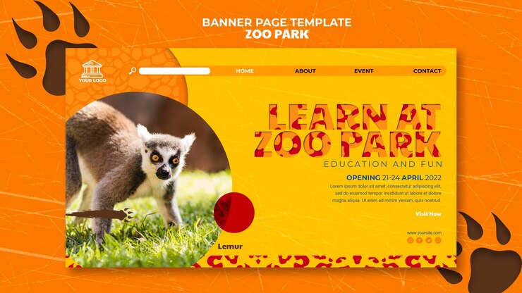 PSD gratuito modello di pagina banner del parco zoo