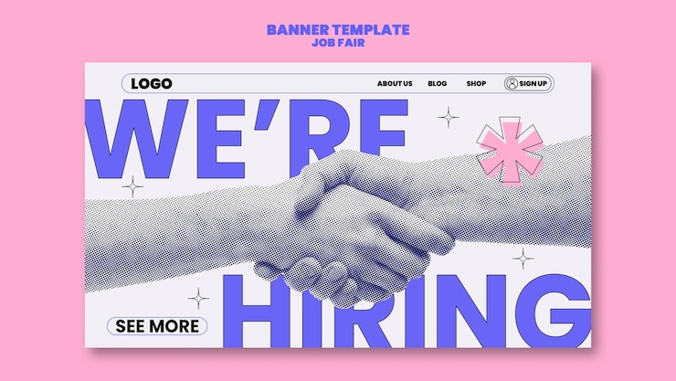 PSD gratuito modello di pagina di atterraggio della fiera del lavoro flat design