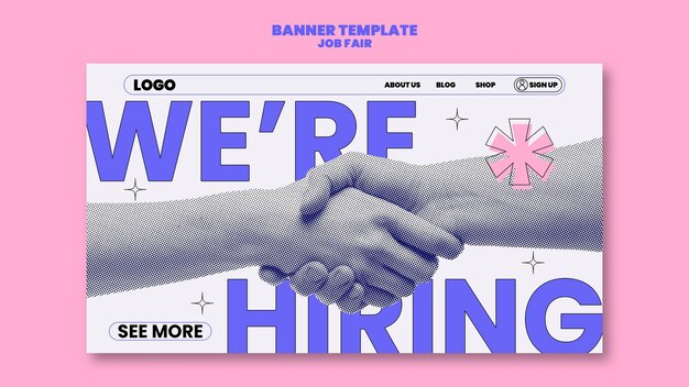 Modello di pagina di atterraggio della fiera del lavoro Flat Design