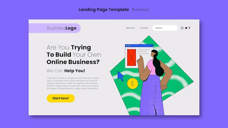 PSD gratuito modello di pagina di destinazione business design piatto
