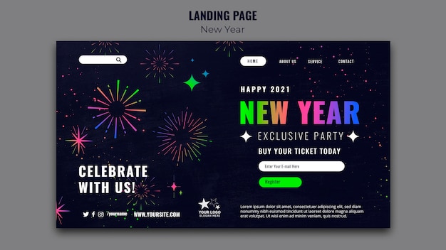 Modello di pagina di destinazione celebrativo del nuovo anno