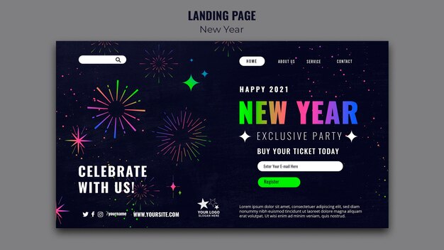 Modello di pagina di destinazione celebrativo del nuovo anno