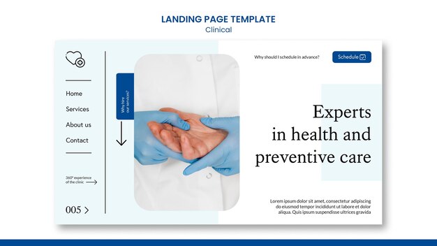 Modello di pagina di destinazione clinica con foto