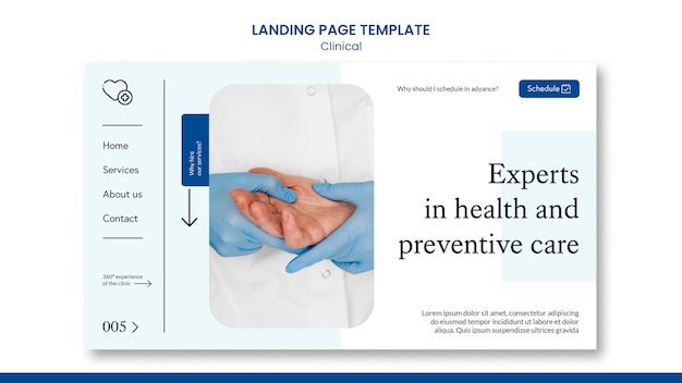 Modello di pagina di destinazione clinica con foto