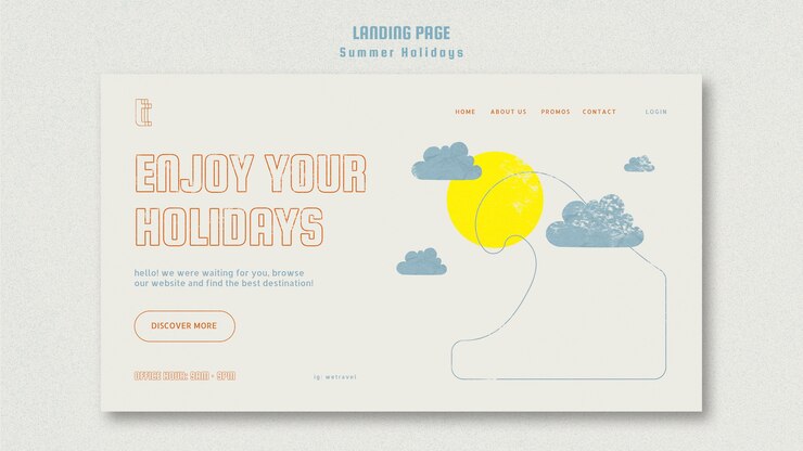 PSD gratuito modello di pagina di destinazione con vacanze estive