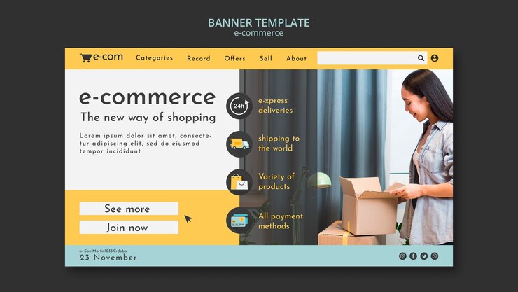 PSD gratuito modello di pagina di destinazione degli sconti e-commerce