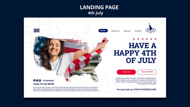 Modello di pagina di destinazione del 4 luglio