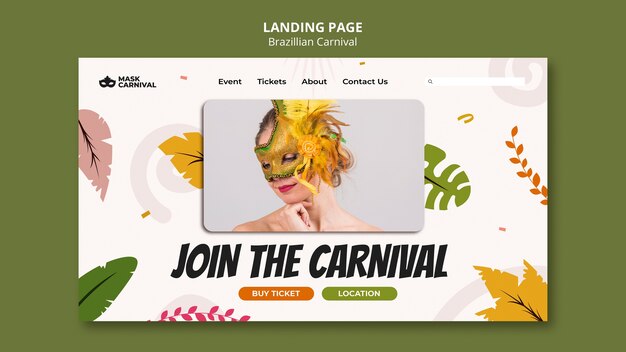 Modello di pagina di destinazione del carnevale brasiliano