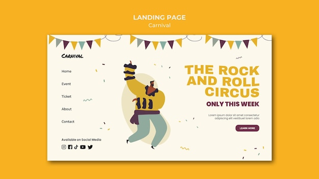 Modello di pagina di destinazione del carnevale illustrato