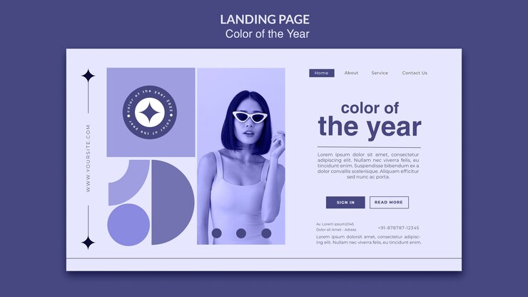 PSD gratuito modello di pagina di destinazione del colore dell'anno 2022